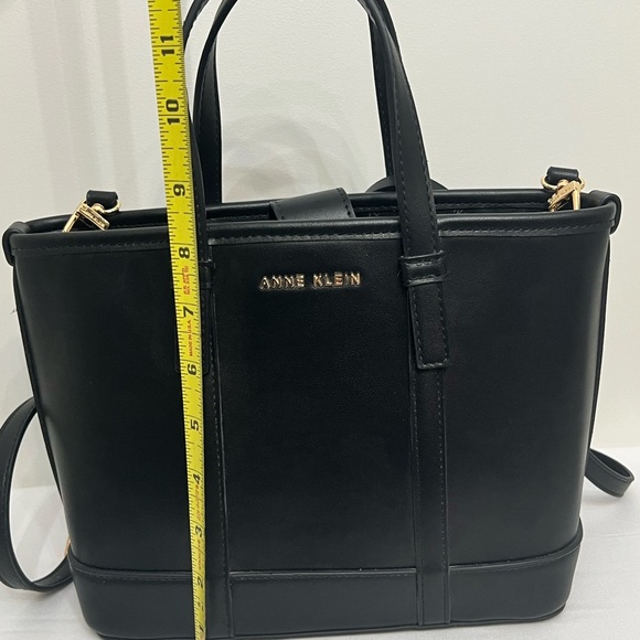 Anne Klein Black Crossbody Bag with Detachable Zip Pouch and Gold Hardware - Picture 11 of 15